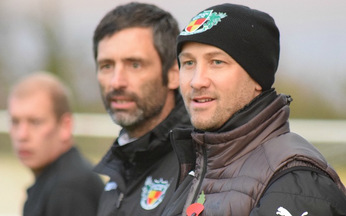 100th-competitive-game-in-charge-manager-phil-parkinson-foreground-and-assistant-manager-neil-sorvel