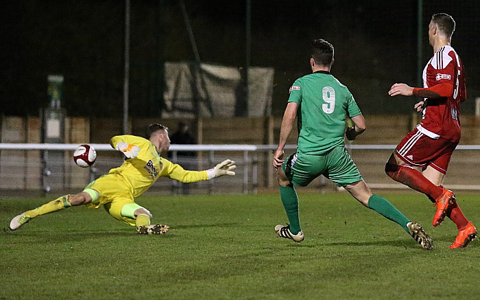 1st goal-Harry Clayton breaks the offside trap and cooly slots past keeper Matt Gould