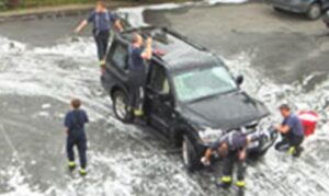 Nantwich firemen stage charity car wash at Beam Street station