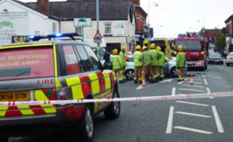 Accident on Nantwich Road, June 26 2012 (pic courtesy of Cheshire Fire and Rescue)