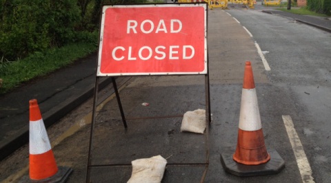 A500 closed - highways roadworks sign (pic by Jonathan White)