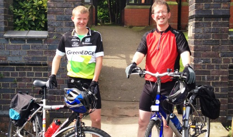 Ben Barker (left) and Howard Barker outside St Mary's Church, Wistaston