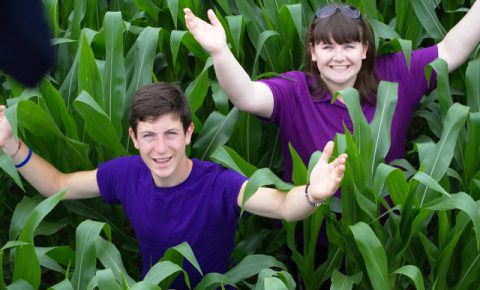 Joshua Bell and Jess Christie assistant maze manager at Reaseheath