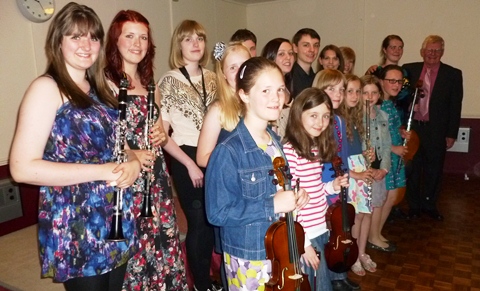 South Cheshire Young Musicians with founder David Ketley (far right)