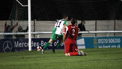 Lewis Short bags Nantwich Town's goal against Kendal, 2012