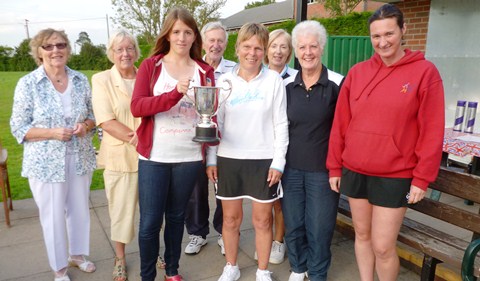 Nantwich Tennis Club Ladies A team with the 2012 Ladies Division 1 cup