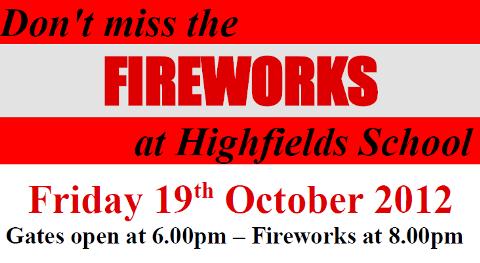 Highfields School fireworks poster