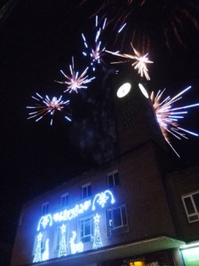 Rockets launched from the roof of the Crewe Town Clock