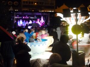 Small funfair and stage area, Crewe Lights switch-on