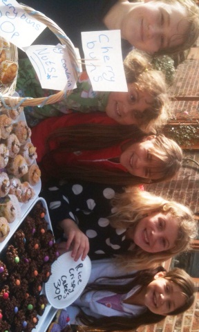 Worleston girls and their Children in Need cake stall