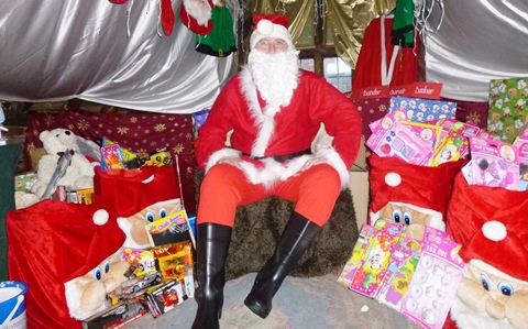 Santa in his Grotto in Nantwich Bookshop