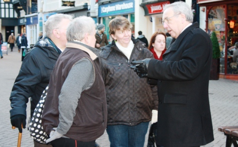 John Dwyer (right) talks to members of public in Chester