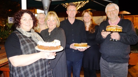 Cake-a-thon with Crewe Alex boss Steve Davis (centre) at Boot and Shoe in Nantwich