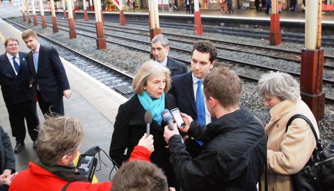 Theresa May MP at Crewe Station (pic by Peter Curtis-Brown)