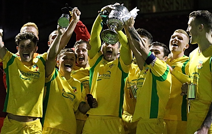 2018-19 Cheshire FA Senior Cup winners Nantwich Town raise the trophy (2)