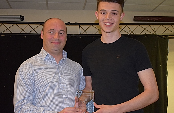 2018-19 Young Player of the Year - Chris Dodgson from Kindertons presents the award to Joe Malkin (1)