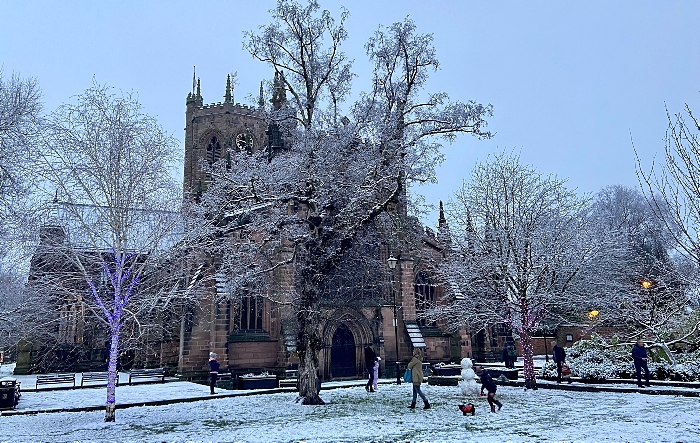 st marys church nantwich in snow