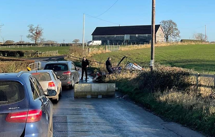 crash skip lorry coole lane