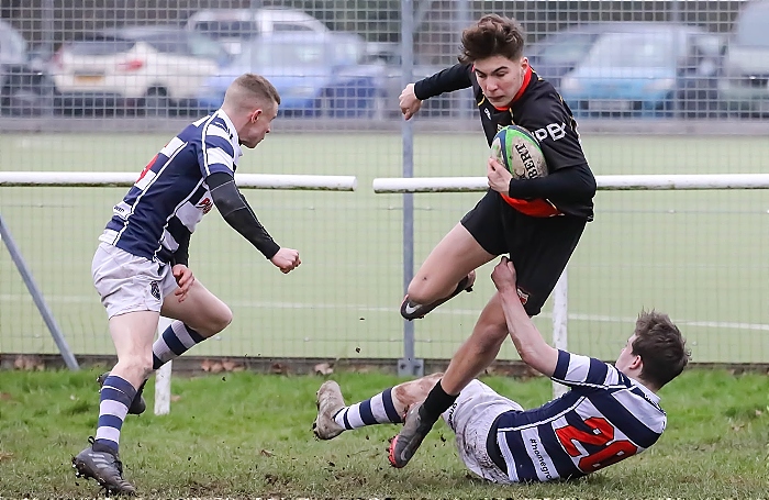 Khol takes on two defenders v Eccles