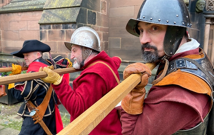 Pikemen outside St Marys Church Nantwich (1)