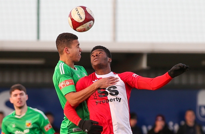 Second-half - Troy Bourne wins the header (1)