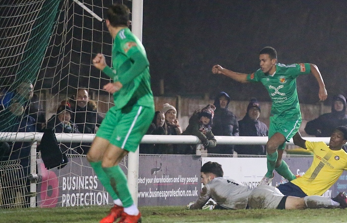 Second-half - first Nantwich goal - Troy Bourne celebrates his goal v Gainsborough