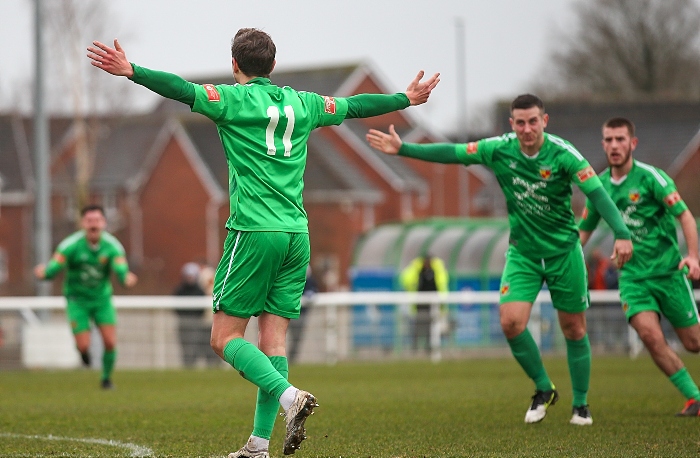 First-half - Shaun Miller celebrates his goal with teammates (1) (1)