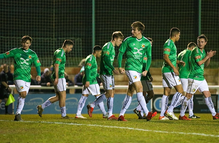 Second-half - Nantwich goal - Dan Cockerline celebrates his goal with teammates (1)