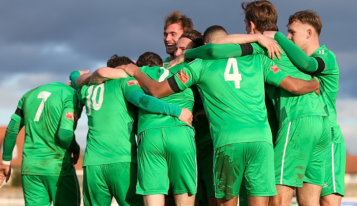 Second-half - Nantwich goal - Joel Stair celebrates his goal with teammates (1)