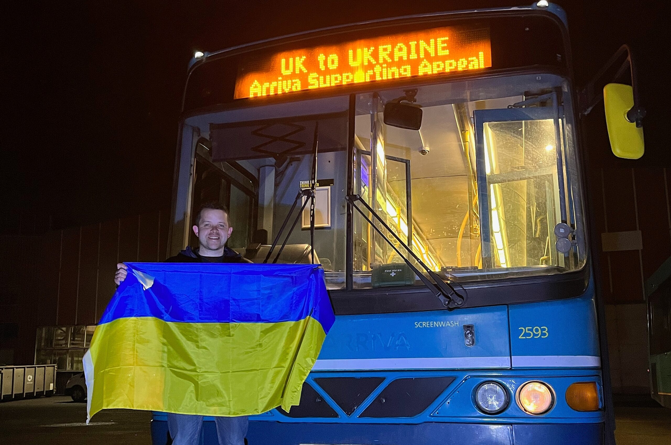 Mark and bus on way to Ukraine