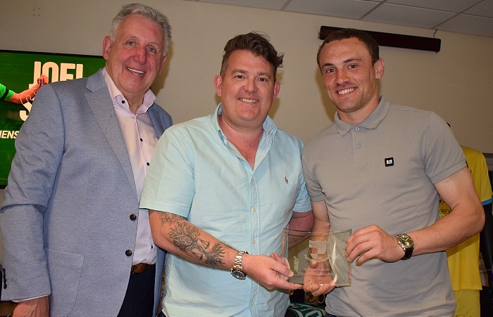 Nantwich Town Men’s Player of the Season - Joel Stair (right) with Chairman Jon Gold and James Price from Everything Genetic (1)