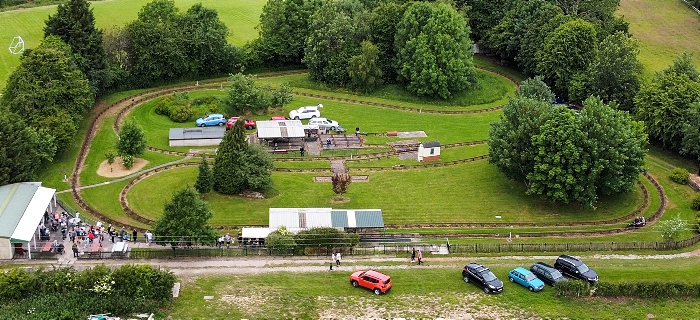 Aerial view of The Peacock Railway during the train rides event - June 2022 (1)