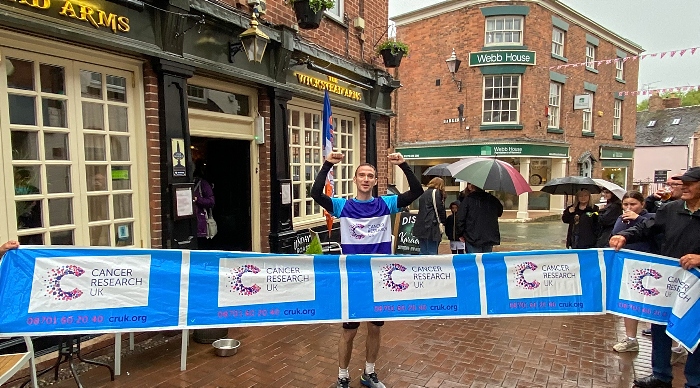 Paul Dean celebrates outside The Wickstead Arms in Nantwich (1)