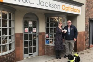 Jacksons Opticians in Nantwich raises £690 for charity guide dogs