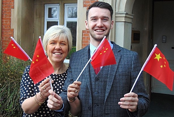 The Travel Visa Company's Karen Taylor Joint MD and Dan Hutt Head of China Department celebrate the launch of their new China Visa offering