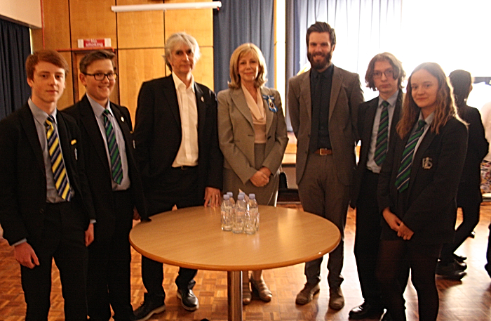 A group of students explain the project to the High Sheriff of Cheshire