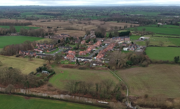 Aerial view of Acton and Henhull - site of the original Battle of Nantwich in 1644