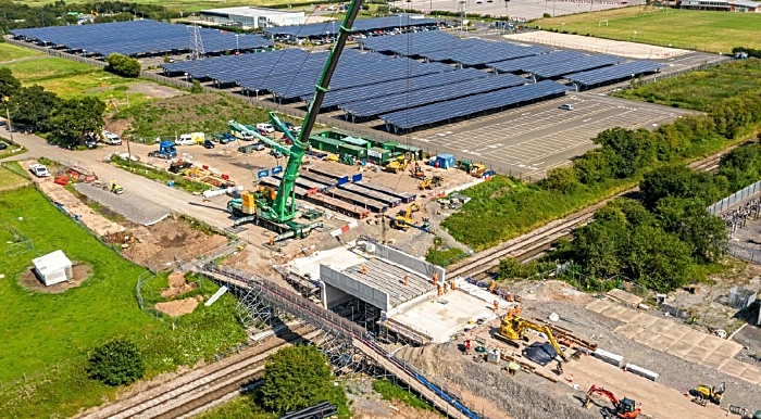 Aerial view of the new bridge deck in place in Crewe - Boulderstones (1)