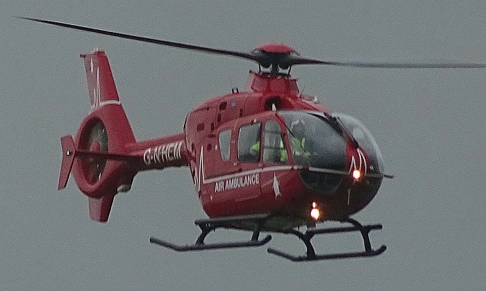 motorcyclist - Air Ambulance over Wistaston, pic by Jonathan White