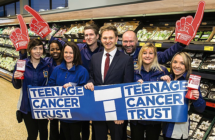 Aldi UK employees raise money in stores for the Teenage Cancer Trust