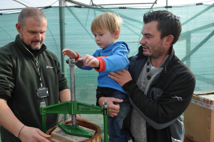 Alfie Deabill, Dad Simon Deabill and Jimmy Holland juicer