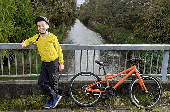 Alfie on his cycle route in aid of RNLI