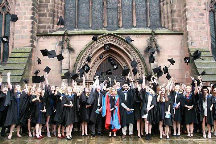 graduation - all-graduates-cap-throw-outside-st-marys-church-nantwich