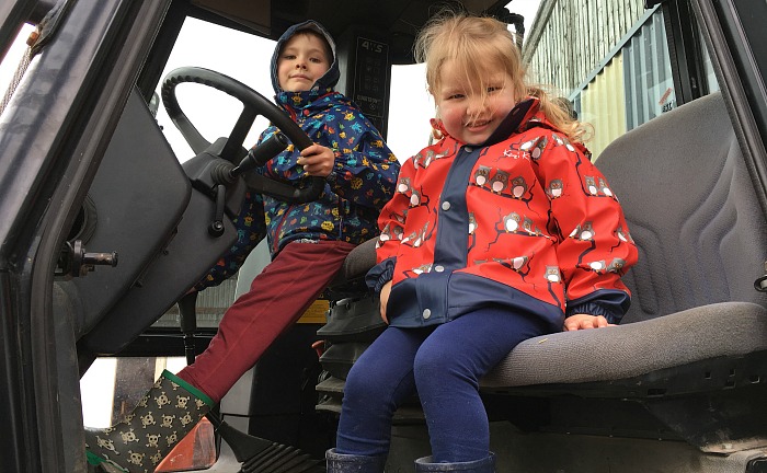 Andrew,6, and Emma,3, Rolton from Crewe JCB tractor