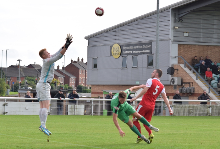 Ashton goalkeeper Ashley Frith prepares to catch the ball