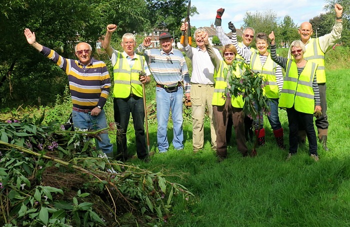 Balsam volunteer army clear plants in Nantwich