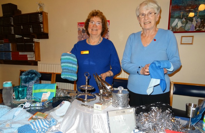 Holly Fair Wistaston Blue and silver colour stall - l-r - Gwyneth Brown and Sylvia Ashley