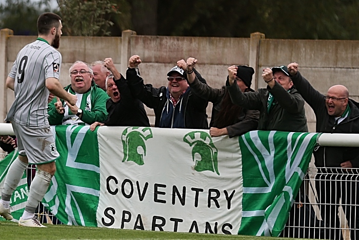 Blyth Spartans third goal - scorer Bradley Fewster celebrates with fans (1)