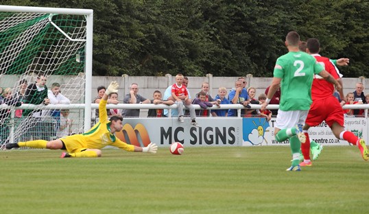 Brad Inman scores for Crewe Alex at Nantwich Town