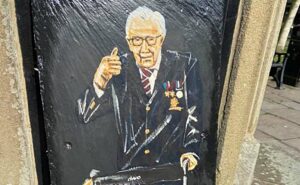 Stunning painting of “Captain Tom” left in Nantwich town square